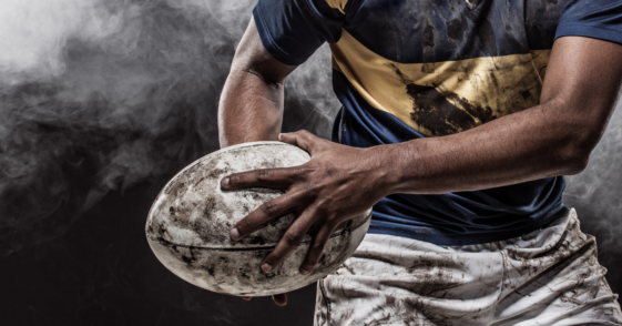 A man playing rugby