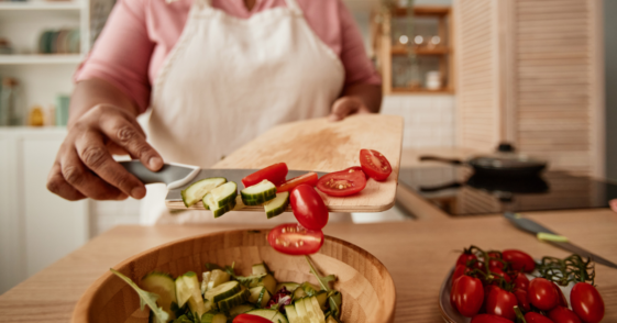 Woman chopping vegetables