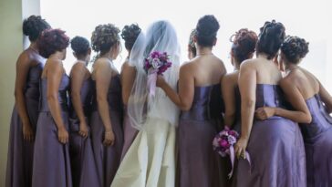 Bride with bridesmaids