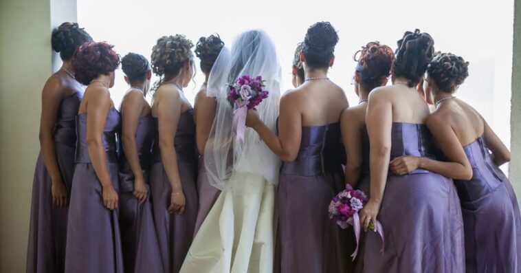 Bride with bridesmaids