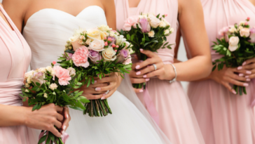 Bride with bridesmaids