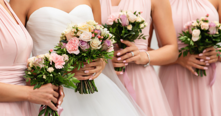 Bride with bridesmaids