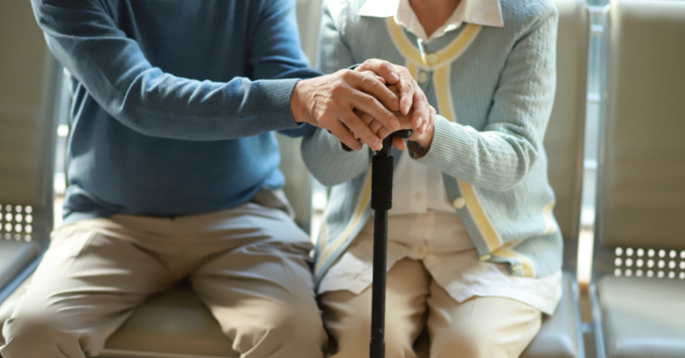 older couple in hospital waiting area