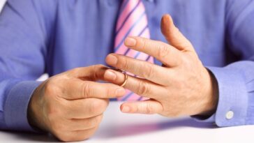 Man removing wedding ring from his finger