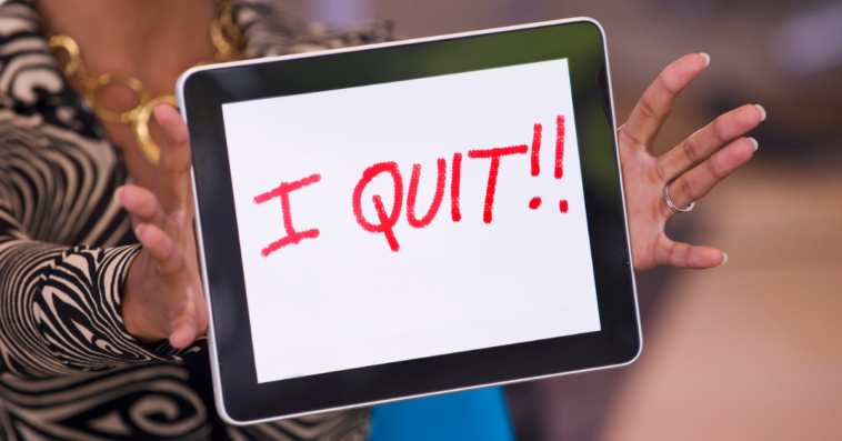 Woman quitting her job