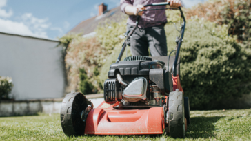 Man mowing lawn