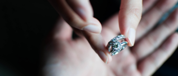 Woman returning engagement ring to man