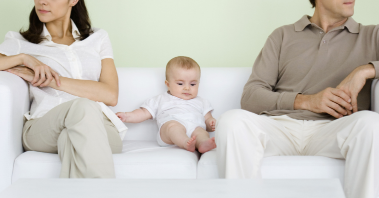 Couple arguing over a baby