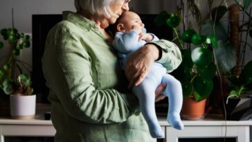 Grandmother holding a baby