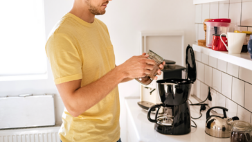 A man making coffee.