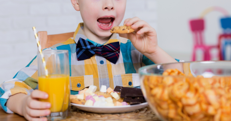 boy eating junk food