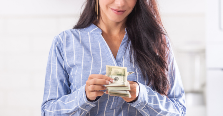 Woman counting money