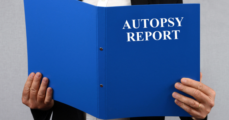Person reading an autopsy report