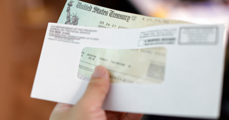 IRS tax refund check in envelope