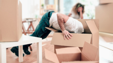 couple packing boxes
