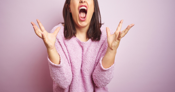 Enraged woman screaming