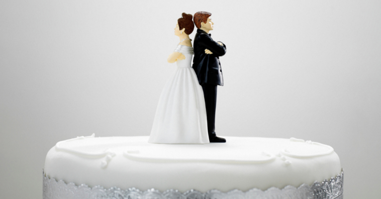 Angry bride and groom
