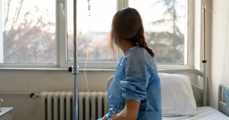 Woman in hospital