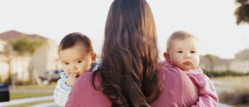 Mom holding twins