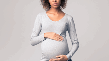 Upset pregnant woman