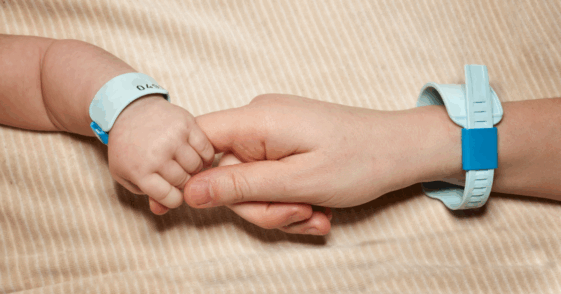 Baby holding their parent's hand