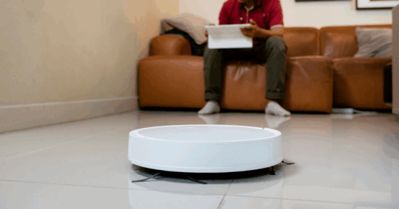 Man with roomba