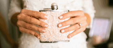 bride holding flask