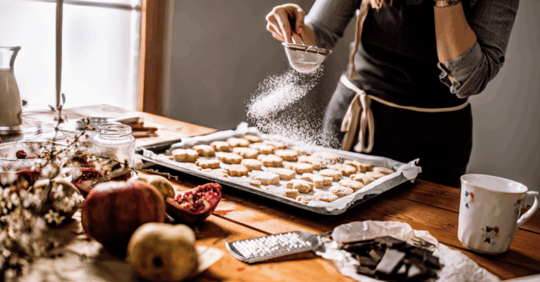 woman baking cookies