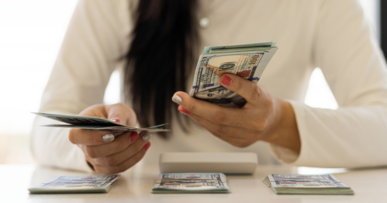 woman counting money