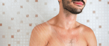 man taking a shower