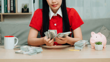 woman with a lot of money