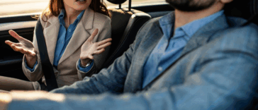 Couple arguing in car