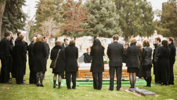 People gathered for funeral