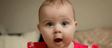 face of surprised baby