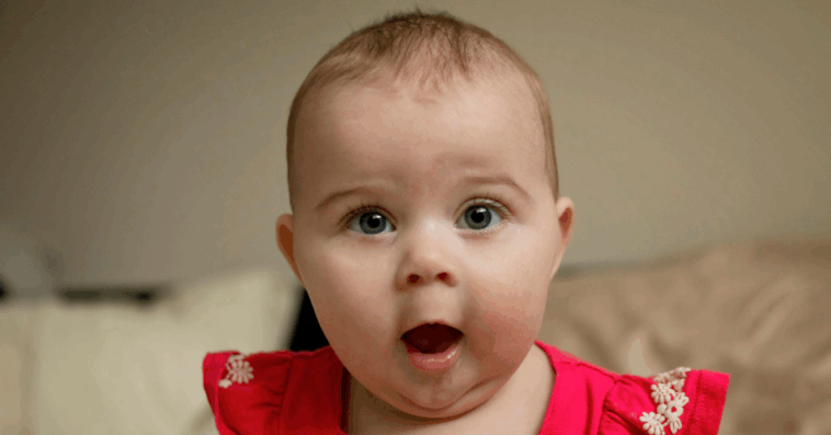 face of surprised baby
