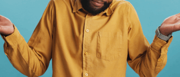 A man shrugging his shoulders.