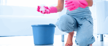 Woman cleaning floor