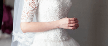 A woman in a bridal gown.