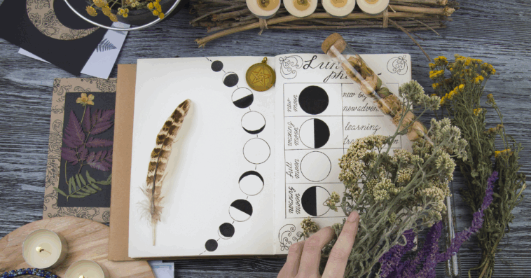 woman prepares Wiccan ritual