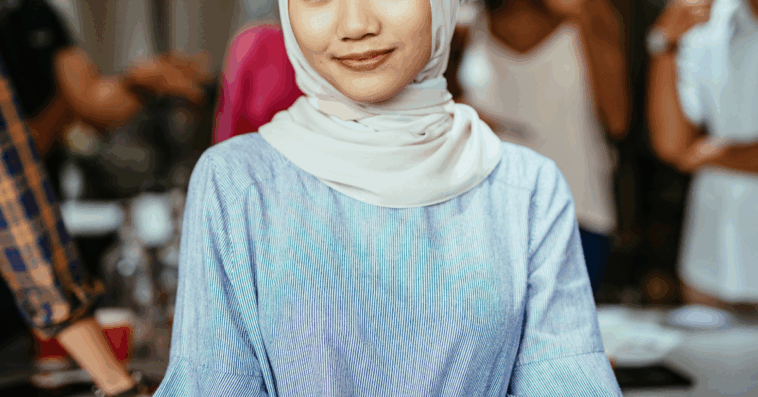 woman wearing hijab at gathering