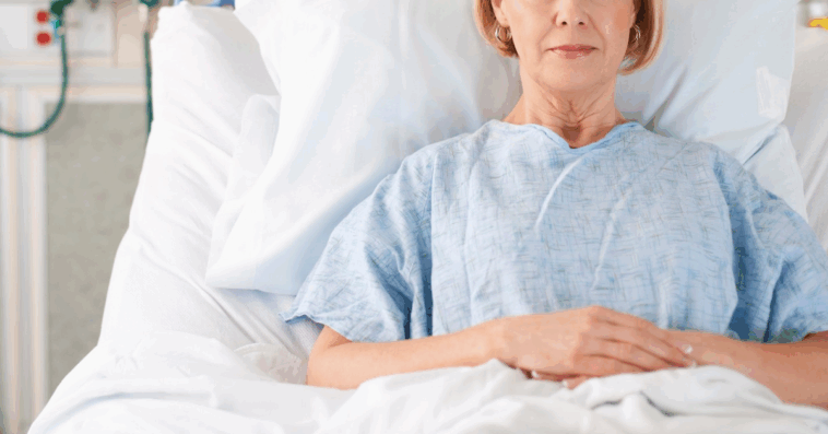 older woman in hospital bed