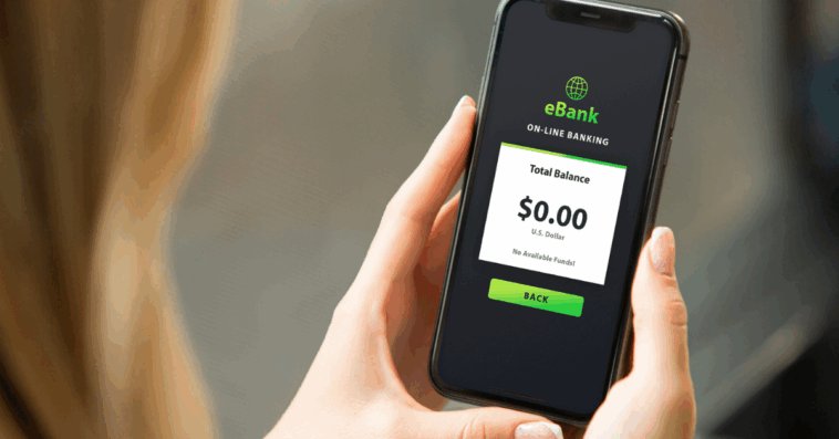 Woman looking at online banking account