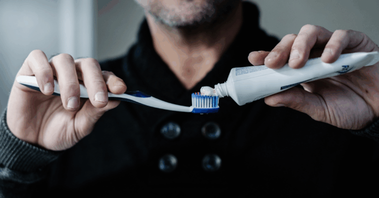 Man with a toothbrush