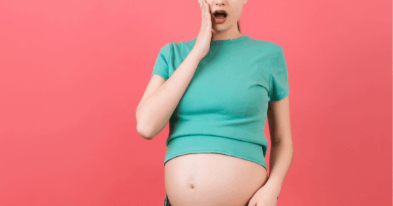 Shocked pregnant woman