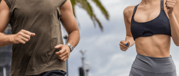 Man and woman running