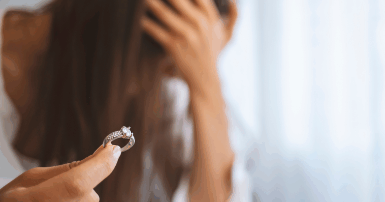 woman returning engagement ring