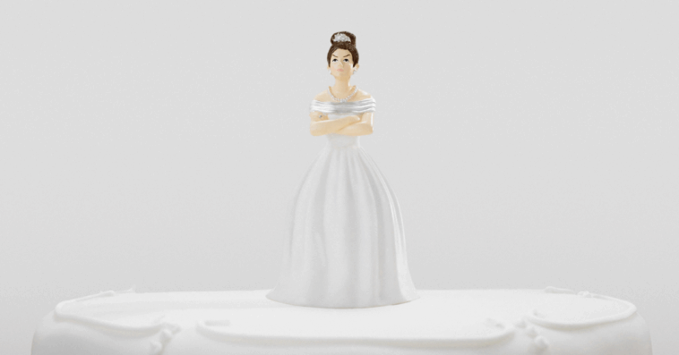 Angry bridal cake topper