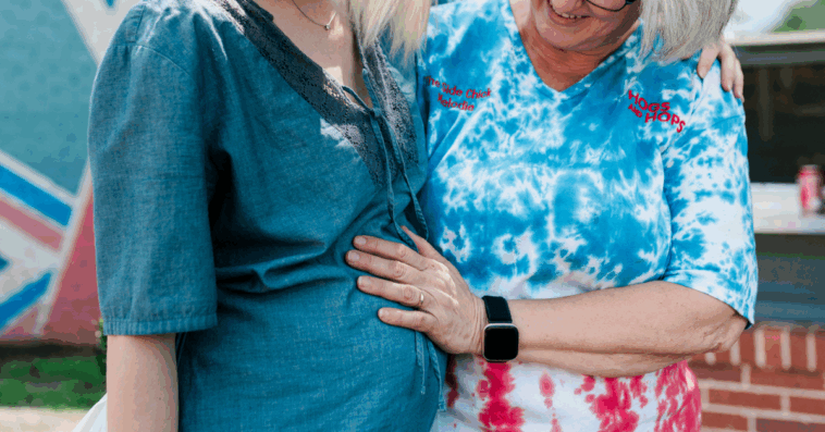 Pregnant woman with her mom