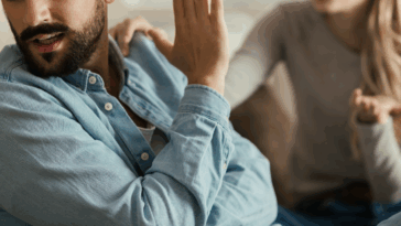 woman pleading with man