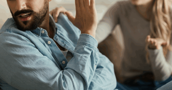 woman pleading with man